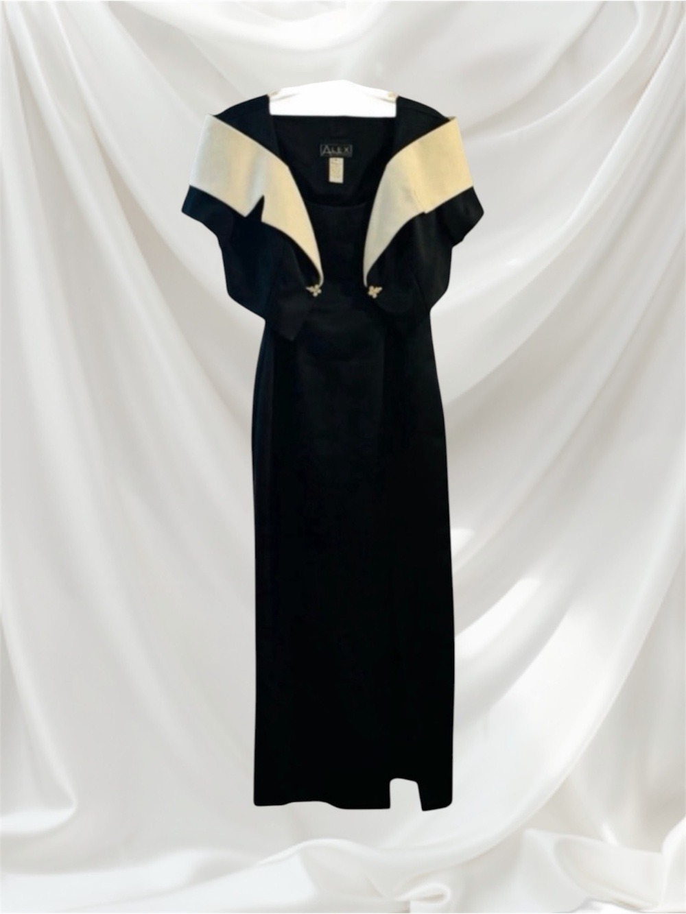 Alex Evenings Black & White Formal Gown with Detachable Shawl